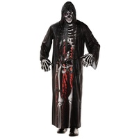 Underwraps Kostüm Realistischer Skelett Robe Einteiler Größe M-L, Blitzschnelle Verkleidung zum tollen Preis schwarz