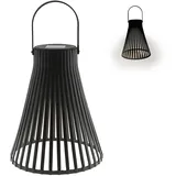 LED Solar Laterne 'Stripes' Henkel | 20x24cm Kunststoff schwarz | warmweiß 1 Leds IP44 | Gartenleuchte zum Aufhängen