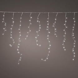 LED Lichtervorhang Eisregen - Blinkfunktion - 34 Stränge - 412 kaltweiße LED - L: 4,9m - für Außen