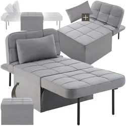tectake® Schlafhocker, 4 in 1 als Hocker, Sessel, Lounger oder Bett, stabiles Stahlgestell, Belastbarkeit 150 kg