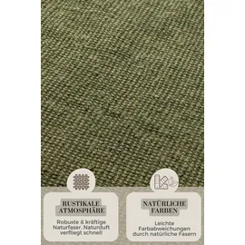 HANSE HOME Jute Teppich – Natur Wohnzimmerteppich aus 100% Jute - Handgewebt & Umweltfreundlich – Boho Naturfaser Juteteppich für Wohnzimmer, Schlafzimmer, Esszimmer – Grün, 80x150cm