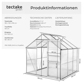 Tectake Gewächshaus Metall Transparent 5 mm 3,5 m2