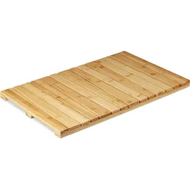 Relaxdays Bambusmatte, für Badezimmer, Stopper, hygienisch, feuchtigkeitsbeständig, Fußmatte 40x65 cm,