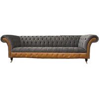 JVmoebel Chesterfield-Sofa, Sofa Chesterfield 4 Sitzer Wohnzimmer Couch Klassisch Design grau