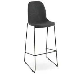 Barhocker Sitz 75 cm Metall Textilien | Dunkelgrauer Barstuhl mit Polsterung | Stapelbarer Sitzhocker mit Hoher Rückenlehne | Kadima Design