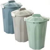 2friends 3 Stk. Maxitonne 40l , Tonne aus Hartplastik, Mülleimer Küche, Futtertonne Tonne - Hellgrau