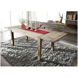 Massivmoebel24 Esstisch mit Ansteckplatten Sheesham 160-200/240x90x76 grau geölt LEEDS #53