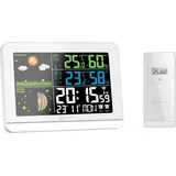 Miraval Funk-Wetterstation mit Farbdisplay Außensensor Schimmelwarner Hygrometer Barometer Datumsanzeige Mondphase Schwarz Frostalarm Wecker