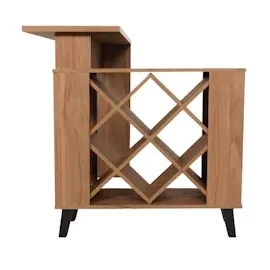 Mendler Bartisch HWC-M45, Stehtisch Thekentisch Weinregal Weinschrank, Staufächer 93x120x98cm, braun