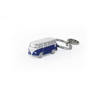 BRISA VW Collection - Volkswagen Emaillierter 3D Metall Schlüssel-Anhänger-Ring Schlüsselbund-Accessoire Keyholder im T1 Bulli Bus Design (Classic Bus/Blau)