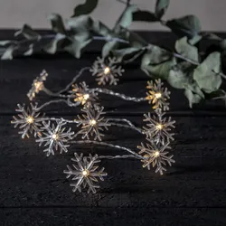 LED Lichterkette Schneeflocken - 10 warmweiße LED - L: 1,35m - Timer - Batterieb...