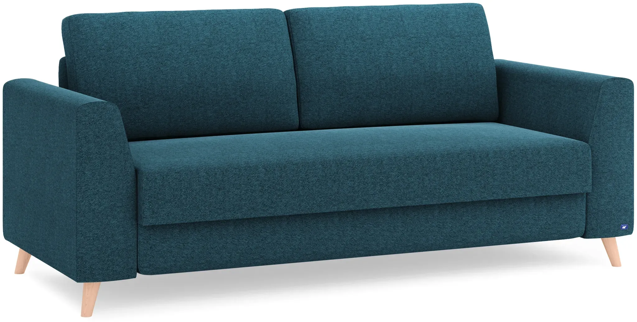 BRUNO Schlafsofa 160cm in Petrol | stabiles Massivholz & Boxspringkomfort