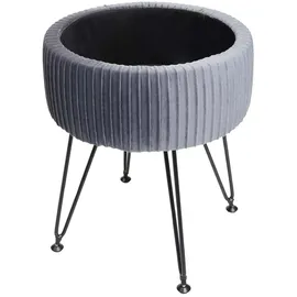 Mendler Sitzhocker HWC-K47 Samt 33 x 42 x 33 cm Hellgrau