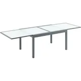 Outsunny Gartentisch Esstisch mit gehärteter Glasplatte 160-210 cm ausziehbar, Aluminium, rechteckig, grau-weiß für Balkon & Gartenmöbel Aosom.de