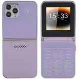 Annadue Klapphandy mit Großen Tasten für Senioren, Dual-Screen-Display, Große Ziffern, Kurzwahl, Lautsprecher, HD-Kamera, LED-Taschenlampe, 1400-mAh-Akku (Purple)