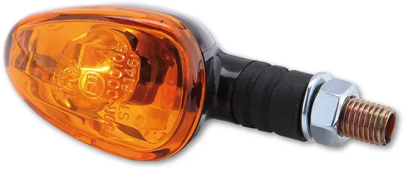 HIGHSIDER Smart Little Duke Bulb Mini Blinker Körper Schwarz / Linse Orange (Paar), Vorne & Hinten, gelb
