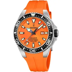 Taucheruhr FESTINA "Diver Collection", orange, Armbanduhren, Armbanduhr, Herrenuhr, Taucheruhr, Silikonarmband, Datum