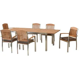 Merxx Keros Set 13-tlg. mit Gartentisch Ausziehbar 180/240 x 100 cm inkl. Kissen