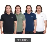 3er Pack Kappa Herren Baumwoll-Polo mit kleiner Stickerei Polo-Hemd Polo-Shirt Kurzarm-Shirt Pique-Strick Sparpack 303173NC Weiß, Schwarz, Dunkelblau oder Grün - S