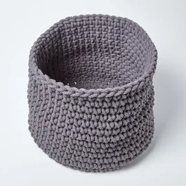Homescapes Aufbewahrungskorb Gestrickt 42 x 42 x 37 cm grau