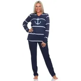 normann Langarm Pyjama Schlafanzug maritimer Optik mit Anker Motiv - auch in Übergrössen, Farbe:Marine, Größe:48-50 | 48-50