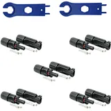 SOLARTRONICS 5 Paar Solarstecker , Männlich/Weiblich Solarpanel Kabelstecker, IP67 Wasserdicht, PV Stecker kompatibel mit MC4, Steckverbinder für 4mm2 - 6mm2 Solarkabel mit Solar-Spannschlüssel