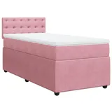 vidaXL Boxspringbett mit Matratze Rosa 100x200 cm Samt