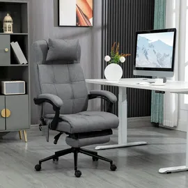 Vinsetto Bürostuhl mit Massagefunktion, Ergonomisch Schreibtischstuhl mit Liegefunktion, Lendenheizung, Höhenverstellbar Computerstuhl mit Kopfstütze,