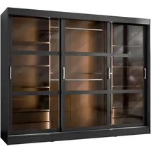 Mirjan24 Kleiderschrank Schwarz, Kunststoff, 4 Schubladen, Rechteckig, 250x203x65 cm, Schlafzimmer, Kleiderschränke