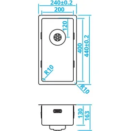 Caressi Spülbecken mit Powerplug CAPP20D46R10