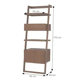 Mendler Teak-Leiterregal HWC-M86, Badschrank Badregal Badezimmer, hochwertiges B-Grade-Teak (Kernholz, 20-30 Jahre), 170x60x45cm