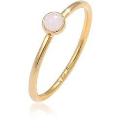Elli Fingerring »Ring Rosenquarz Edelstein Stabelring 925er Silber« Elli Gold 54