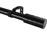 Gardinenstange Schwarz Vorhangstange Ausziehbar Gardinenstangen Verstellbare Länge mit Endstücken und Verstellbaren Halterungen für Wohnzimmer, Schlafzimmer Fenster, Ø25mm, 72-155cm(Schwarz)