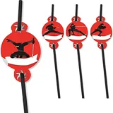 8 Papier-Trinkhalme * NINJA * für Kindergeburtstag und Party | Strohhalme Halme Kinder Geburtstag Mottoparty Kampfsport Judo Karate