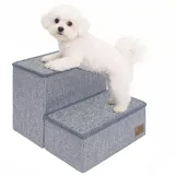 AKOZLIN Hundetreppe mit Stauraum, 2 Stufen, faltbar, grau, 34×49×42cm
