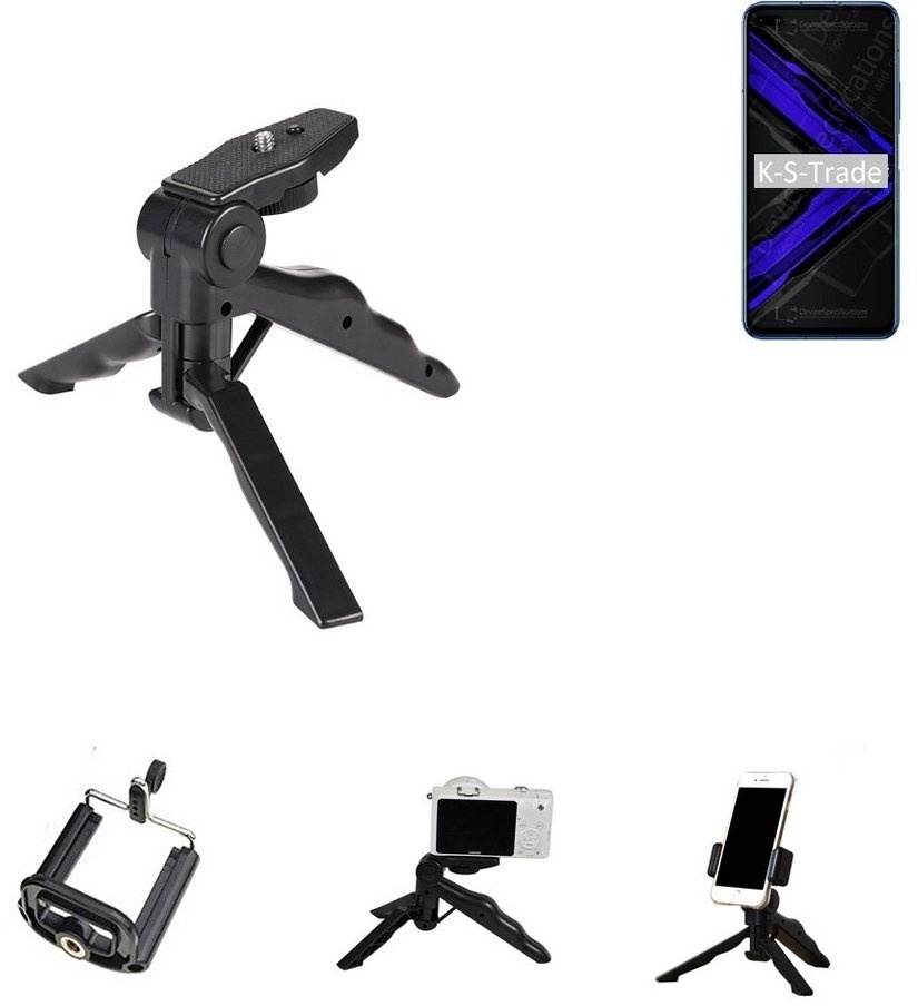 K-S-Trade für Huawei Honor Play 4 Pro Smartphone-Halterung, (Stativ Tisch-Ständer Dreibein Handy-Stativ Ständer Mini-Stativ) schwarz