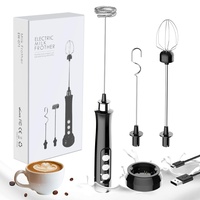 GeeRic Elektrischer Milchaufschäumer,2 in 1 Handheld Quirl 3-Gang USB Aufladbar Handheld Milchaufschäumer Mixer Aufschäumer für Kaffee/Latte/Cappuccino/Sahne/Macchiato/Eier Schlagen