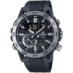 Smartwatch CASIO EDIFICE, schwarz (silberfarben, schwarz), Smartwatches, Armbanduhr, Herrenuhr, Bluetooth, Stoppfunktion, Weltzeit, digital