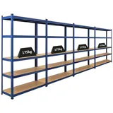 Proregal Mega Deal 4x Schwerlastregal Ragnar HxBxT 180 x 120 x 40 cm Fachlast 175 kg Blau Garagenregal Kellerregal Werkstattregal Steckregal