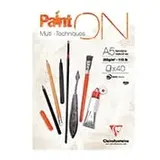 Clairefontaine 4x PaintON feinkörnig, DIN A5, kopfseitig geleimt, 40 Blatt, 250g, weiß, 1 Pack