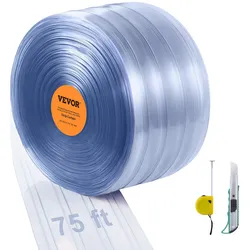VEVOR Streifenvorhang, 75' Länge x 8" Breite x 0,08" Dicke, PVC-Vorhangstreifen-Türrollenrolle, Kunststoff-Türstreifen für Türen von Supermärkten, Garagen, Lagerhallen, Scheunen und Tierheimen