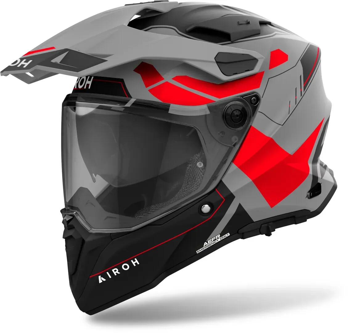 Airoh Commander 2 Reveal Motocross Helm, schwarz-grau-rot, Größe S für Männer