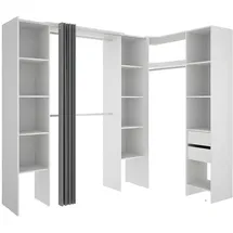 vente-unique Eckkleiderschrank Kleiderschranksystem - B. 164/234 cm - Weiß & Grau - DORIAN