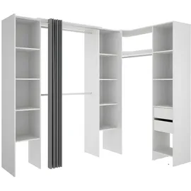 vente-unique Eckkleiderschrank Kleiderschranksystem - B. 164/234 cm - Weiß & Grau - DORIAN