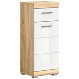 möbelando Hochschrank >Lambada< in Sonoma Eiche hell/weiß - 37x88x31cm (BxHxT)