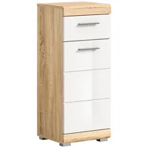 möbelando Hochschrank >Lambada< in Sonoma Eiche hell/weiß - 37x88x31cm (BxHxT)