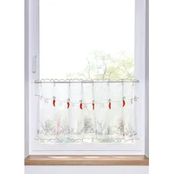 bonprix Scheibengardine mit Druck und 3D Applikation, weiß, 30x84 cm