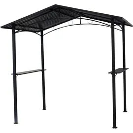 DEGAMO Grillpavillon TOULOUSE 2,5x1,6 Meter, Stahl dunkelgrau, Dach aus Metall