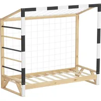 ML-Design Kinderbett Fußballtor 80x160 cm Schwarz-Weiß Kiefernholz