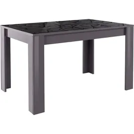 INOSIGN Esstisch INOSIGN "Prisma 137x90 cm, Esszimmertisch, ausziehbar, erweiterbar auf 185 cm", grau (anthrazit hochglanz lack, anthrazit mit siebdruck hochglanz lack), B:137cm, Tische, Rechteckiger Esstisch Esstisch, rechteckig,Tischplatte Stärke 22 mm u.